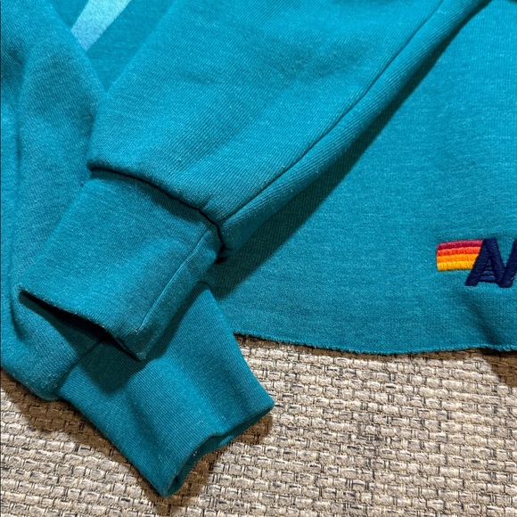 Aviator Nation Bolt Gradient Teal SET Cropped Pullover and Sweatpants Both Small - Picture 5 of 7